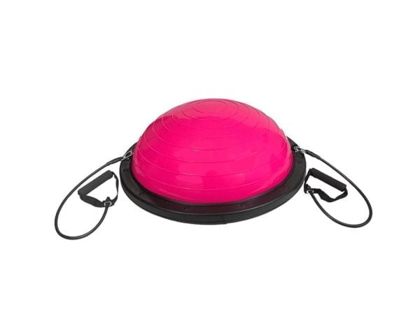 Yoga Half Ball Balance with Resistance Bands - Pink