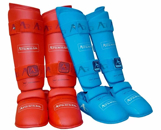 Arawaza WKF Approved Shin Guards & Removable Instep Pad