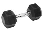 Hex Rubber Dumbbell with Chrome Handle, 10 KG - One Hand