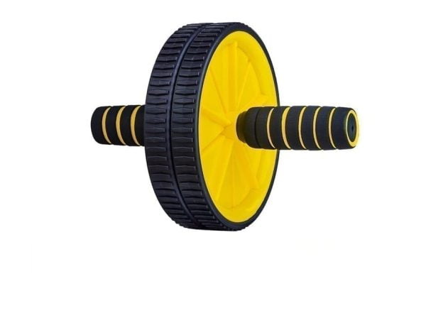 Ab Roller Double Exercises Fitness Ab Wheel Double With Knee Mat- Yellow +Black