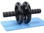 Double Ab Wheel Roller Exercise With Knee Mat– Double Ab Roller – Black