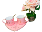 Porcelain Twins Mug - Twins Mug with Coaster - Pink