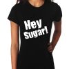 Printing Black T Shirt Crew Neck “Hey Sugar” - Casual T- Shirt Cotton 100% – Black - Size 12