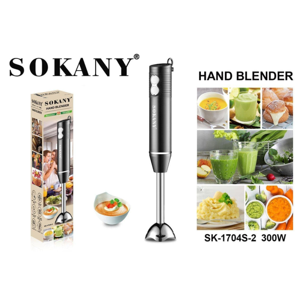 Sokany Hand Blender Stainless Steel - Hand Blender 300 Watt