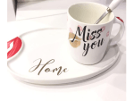 Porcelain Mug With Plate and Spoon -Porcelain Mug Miss You - Multi-Colors