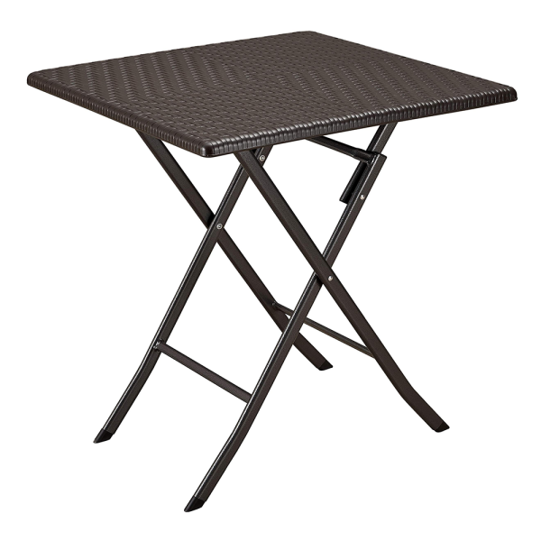 Plastic Rattan Square Table - Folding Table - Brown