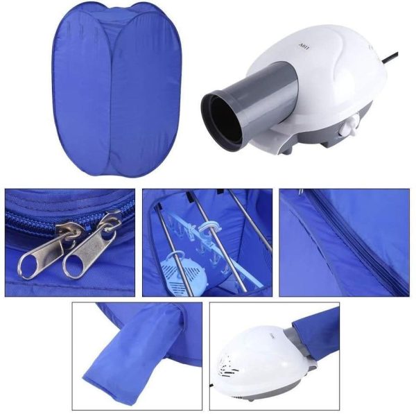جهاز تجفيف الملابس المحمول - مجفف ملابس سهل الاستخدام - ازرق