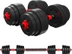 Adjustable PVC Dumbbells - Dumbbells With Variable Weights 40 kg -Red and Black