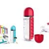 زجاجة مياه ومنظم للادوية - زجاج مياة بلاستيك متعددة الاستخدام - الوان متعددة