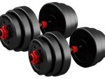 Dumbbell set 20 kg - PVC Adjustable Dumbbells set - Red and Black - 2 hands