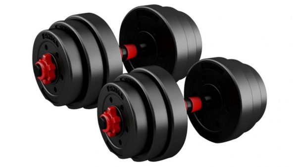Dumbbell set 20 kg - PVC Adjustable Dumbbells set - Red and Black - 2 hands