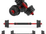 PVC Dumbbells Set 30 kg - Adjustable Dumbbells Set - Red and Black - 2 Hands