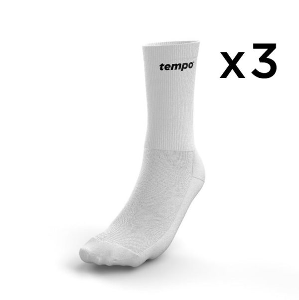 Tempo Cotton Crew Socks - Sports Socks Size S - White