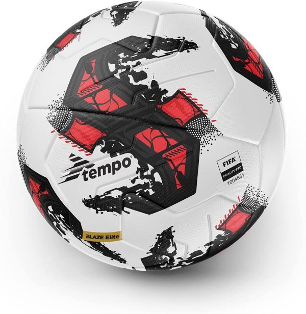 Tempo High Quality Football - FIFA BLAZE Elite Football - Size 5 - Red and Black