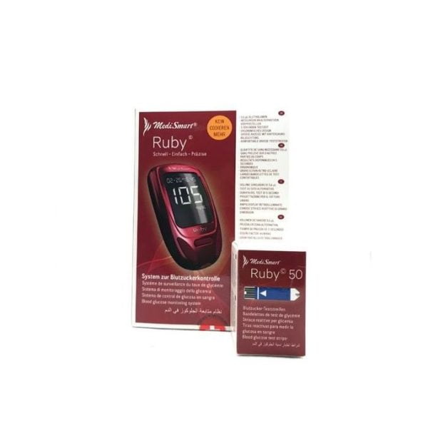 Me­di­S­mart Ruby blood glu­co­se me­ter - 50 strips | Champions Store