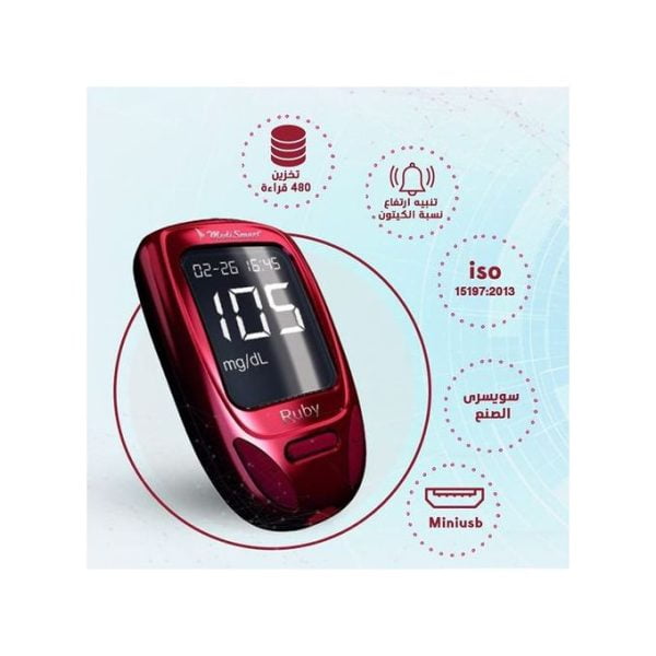 Glucose Meter: Ruby Medismart Blood Glucose Meter - 50 Strips