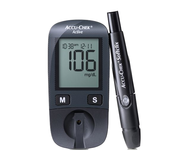 جهاز قياس السكر في الدم اكواتشيك اكتيف - جهاز قياس نسبة سكر الدم مع قلم الوخذ - اسود